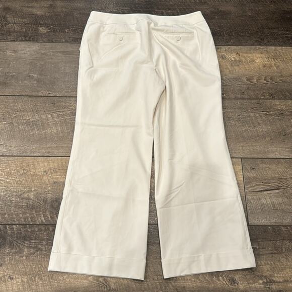 LOFT Women's Wide Leg Rolled Up Hem Trouser Pants Ivory Size 14P - Picture 3 of 7